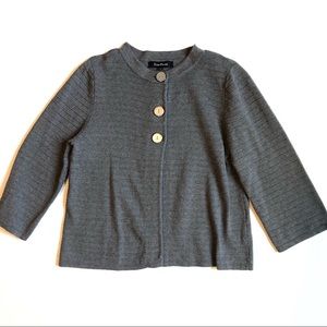 Evan-Picone Gray ribbed cardigan size large